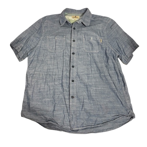 Woolrich Denim Ombré Button Down Shirt XL Blue Collared Short Sleeve - Picture 1 of 6